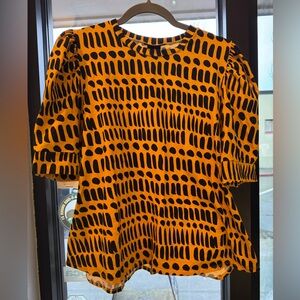 Nooworks Orange and Black Graphic Top